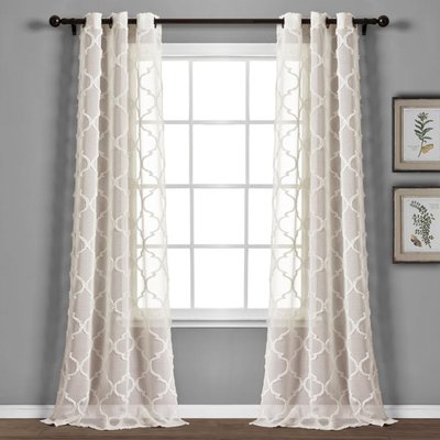 Avon Trellis Sheer Polyester Sheer Curtain Pair