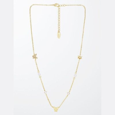 Ettika Butterflies & Pearls Necklace In Gold