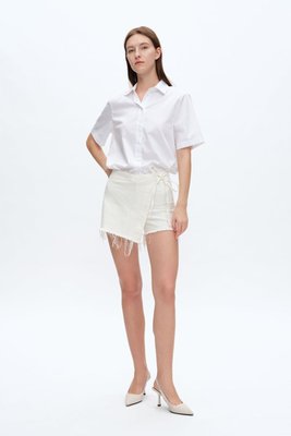 High Rise Denim Short Culottes With Raw Hem