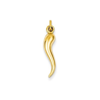 Mm K Yellow Gold Hollow D Italian Horn Charm