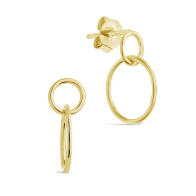 Sterling Silver Simple Interlocking Circle Dangle Earrings