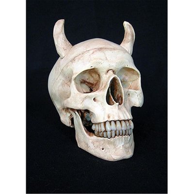 Aged Devil Skull with Horns