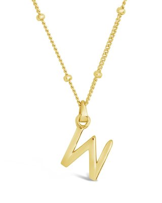 Sterling Silver Initial Necklace With Beaded Chain