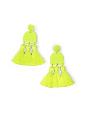 By Chavelli Dancing Domes Earrings With Neon Yellow Tassels