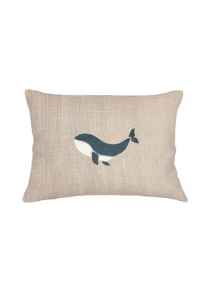 Whale Tale Embroidered Linen Pillow