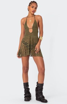 Austin Open Back Crochet Mini Dress