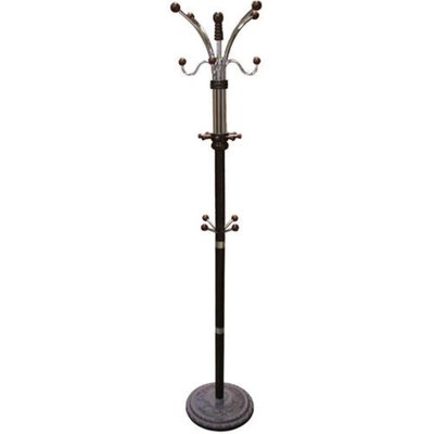 Espresso Metal & Wood Coat Rack