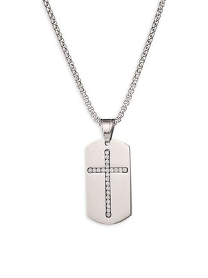 Men's Cubic Zirconia Samuel Dog Tag Cross Necklace