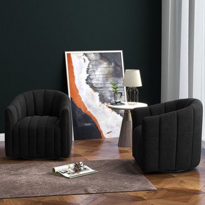 Ganey Velvet Swivel Barrel Chair