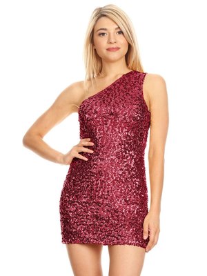 Anna-kaci One Shoulder Sequin Mini Dress