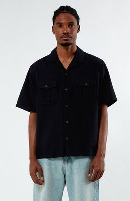 Oversized Black Camp Shirt