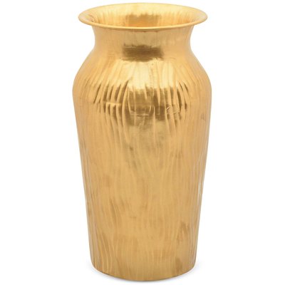 Metallic Flower Vase 10.5" Tall – Wavy Textured Decorative Centerpiece