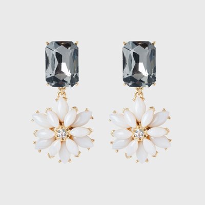 Graphic Daisy Earrings, Grey