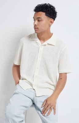 Pointelle Woven Button Down Shirt