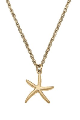 Canvas Style Starfish Charm Necklace In Worn Gold