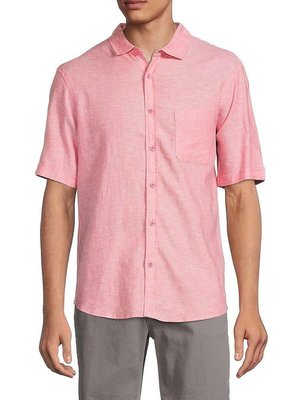 Saks Fifth Avenue Men's Linen Blend Short Sleeve Button Down Shirt