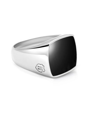 Men's Silver Signet Ring With Onyx