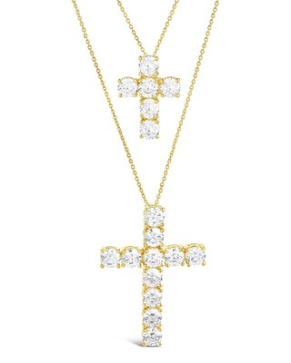 Cz Cross Pendant Necklace Set