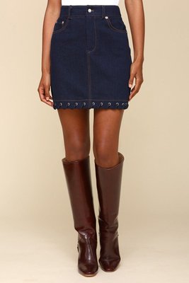 Whipstitch Denim Mini Skirt