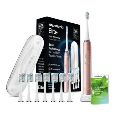 Electric Toothbrush & Whitening Strips Bundle - Rose Gold