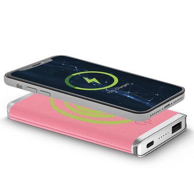 Leather Wireless Power Bank - Blush Pink