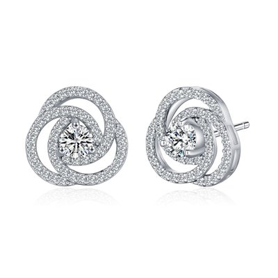Divine Harmony Intricate Stud Earrings - Platinum