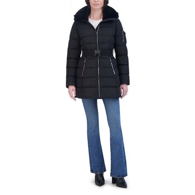 Belted Quilted Puffer  - Black