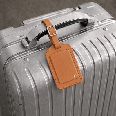 Leather Luggage Tag Trackers (2 Pack) - Camel