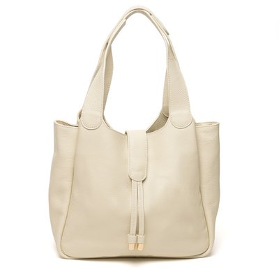 Shoulder & Cross Body Leather Tote - Ivory