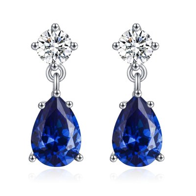 Imperial Nobility Peardrop Earrings - Platinum/Sapphire