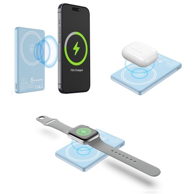 Magnetic Wireless Power Bank - 11 Color Options - Blue
