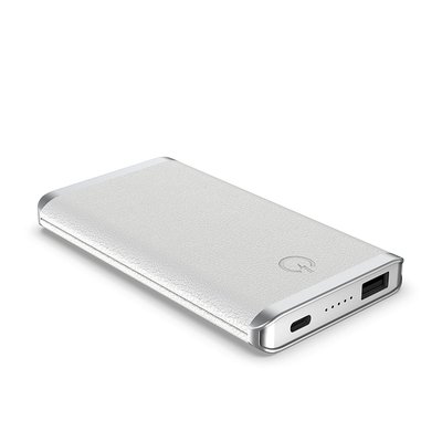 Leather Wireless Power Bank - White