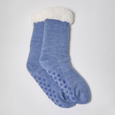 Cashmere Slipper Socks - Blue