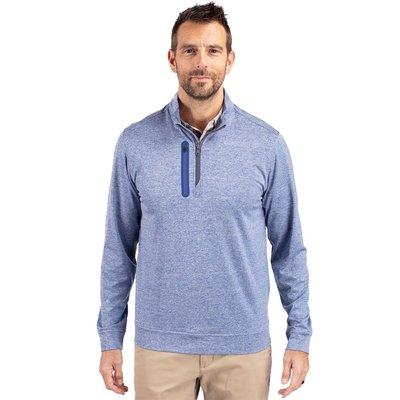 Stealth Heathered Quarter Zip Pullover - Tour Blue