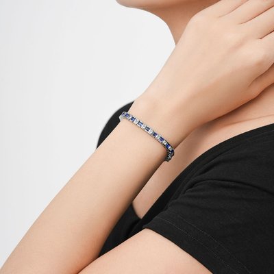 CZ Tennis Bracelet Princess Cut - Sapphire