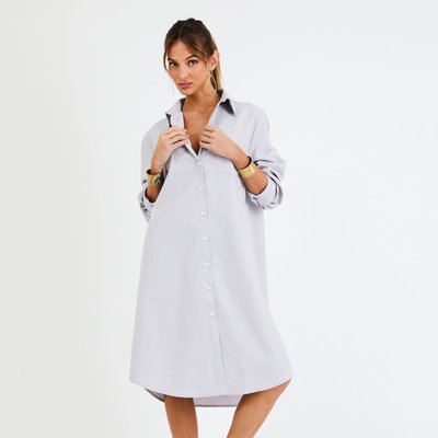 Linen Shirt Dress - Stone Gray