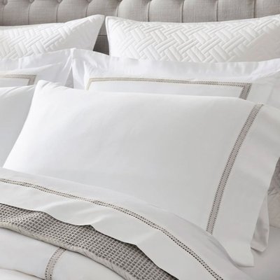 Signature Hemmed Pillow Cases (Set of 2) - White/Pewter