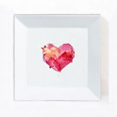 Square Porcelain Tray - Heart