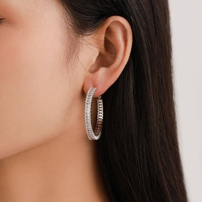 Lustre Bloom Hoop Earrings - Silver