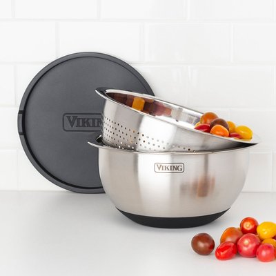 Stainless Steel Bowl & Lid (9-Piece Set) - Black