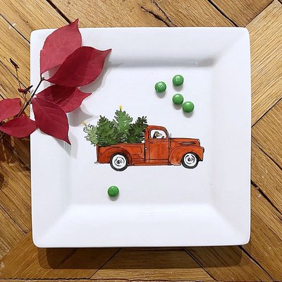 Square Porcelain Tray - Truck