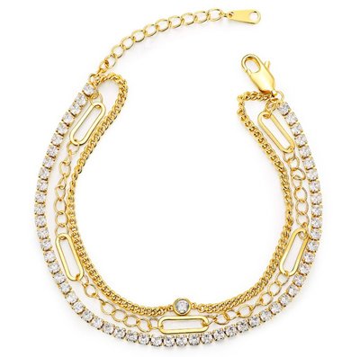 Triple-Row Glimmer Link Bracelet