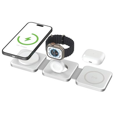 Tri Fold Charging Station - Silver