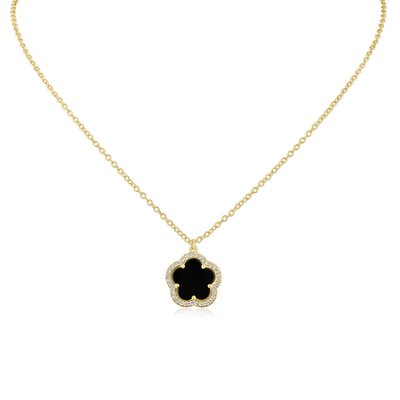 Pave Trim Clover Pendant  - 2 Color Options