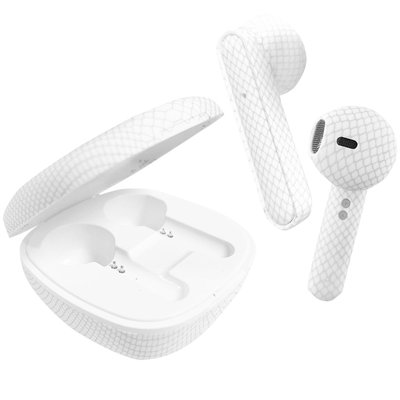 Wireless Earbuds & Charging Case - White Snake