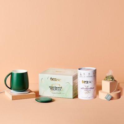 Smart Heated Mug Kit & Self Care Elxir Tea Bundle - Green