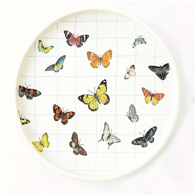 Round Serving Tray - Butterflies