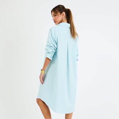 Linen Shirt Dress - Sky Blue