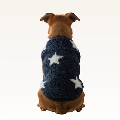 Beth's Furry Friends Sherpa Pet Jacket - 3 Color Options - Navy w/ Stars