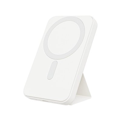 Magnetic Wireless Power Bank with Stand - White